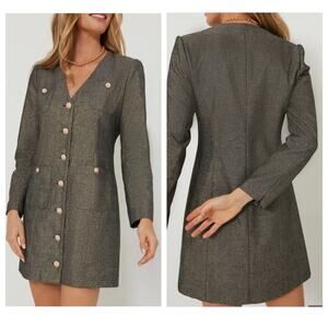 Pomander Place Mini Dress size XL Coventry Metallic Keira Linen Classic Gold